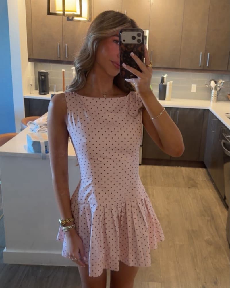 SAME Pink And Brown Polka Dot Mini Dress - Image 3
