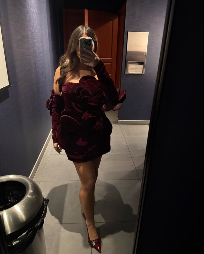 Burgundy Velvet Dress - Image 2