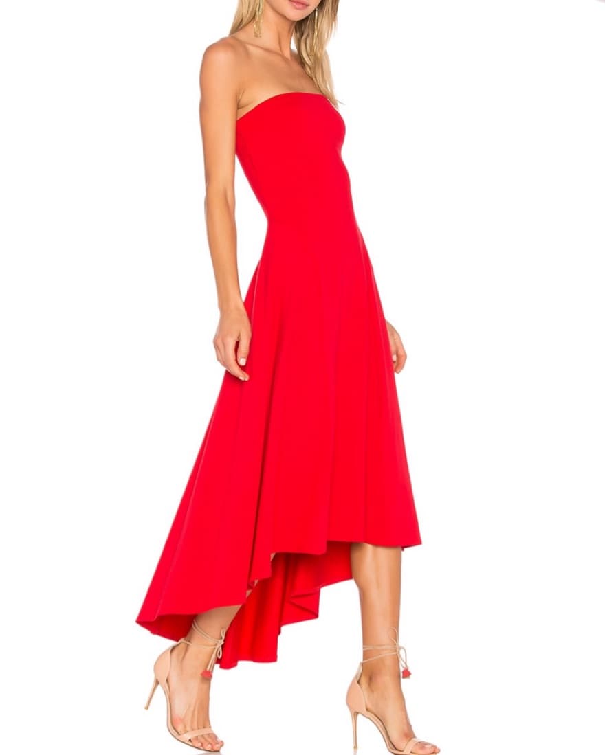 Strapless Hi Low Dress In Perfect Red  - Image 3