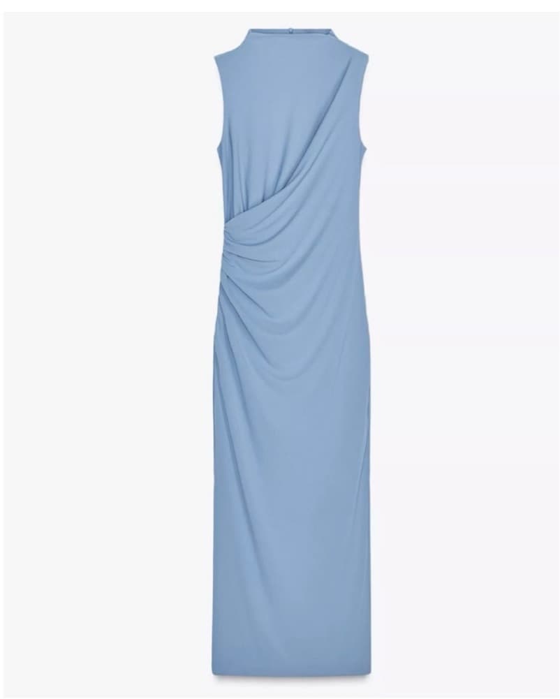 Midi Draped High Neck Dress  - Image 2