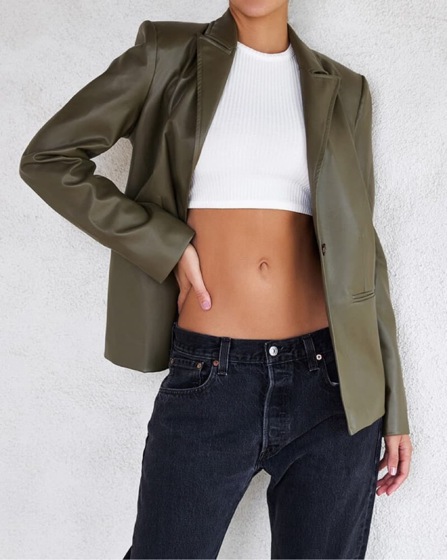 Vegan Leather Blazer - Image 1