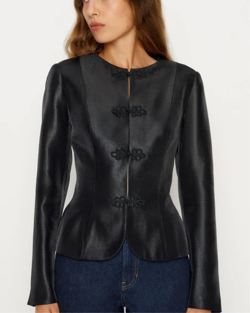 Reformation Black Satin Blazer - Image 1