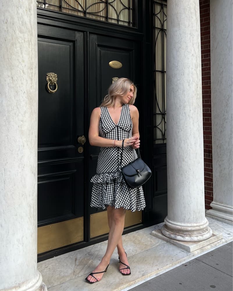 Tome - Gingham Ruffle Hem Dress - Image 1