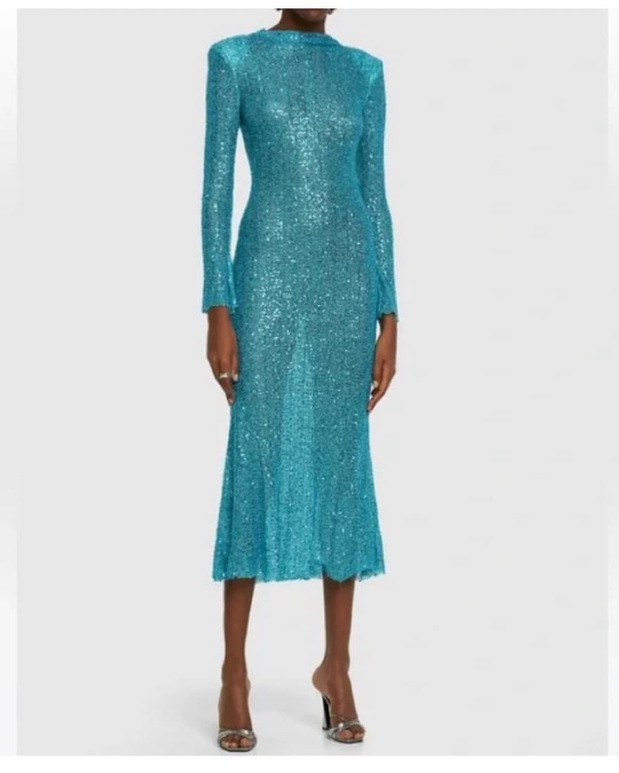 Self-Portrait Open Back Blue Dress - Image 1