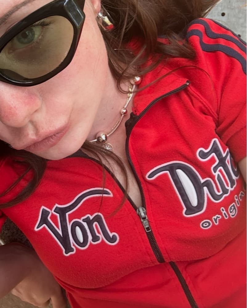 Red Von Dutch Zip Up Top - Image 2