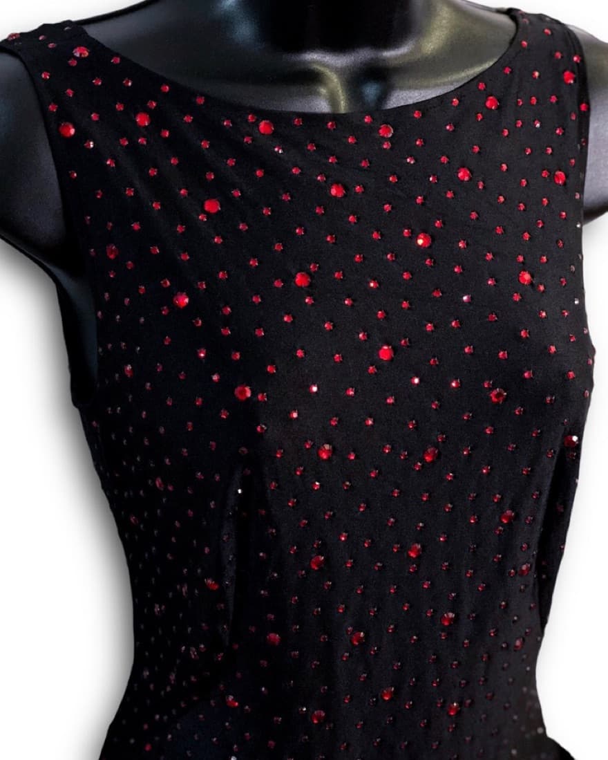 Lillie Rubin Black Red Cocktail Dress - Image 3