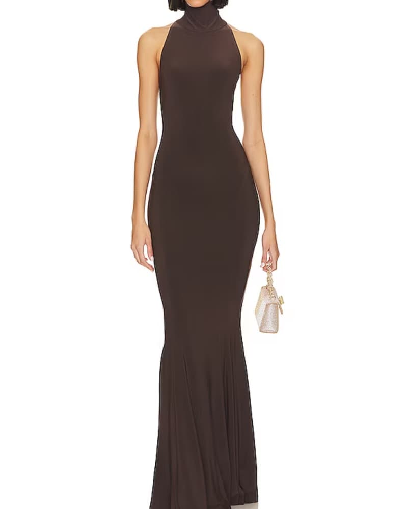 Norma Kamali Halter Turtle Fishtail Gown - Image 1