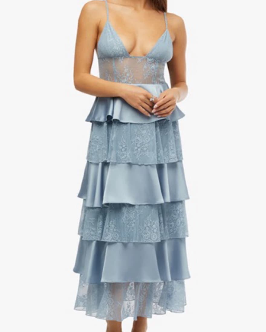 Tiered Lace Midi Dress - Image 1