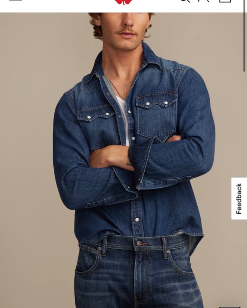 Lucky Brand Western Denim Shirt Mens - Image 2