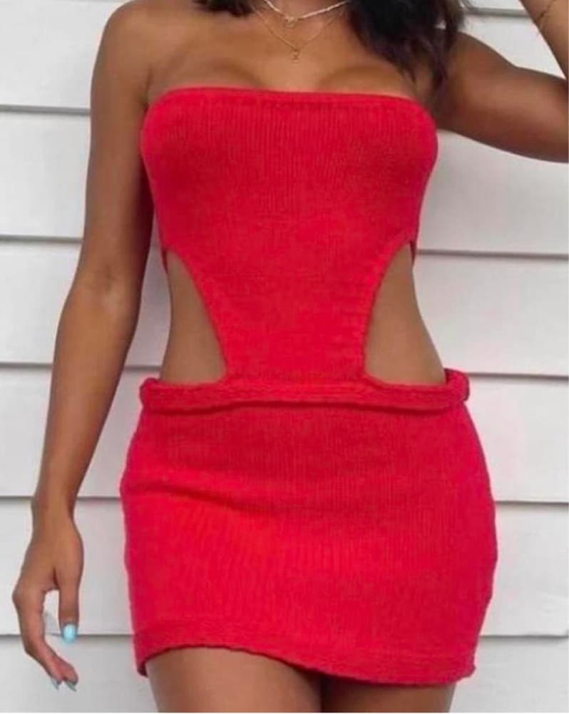 Lioness Red Knit Mini Dress - Image 2