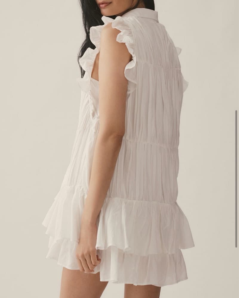 Sleeveless White Ruffle Dress - Image 2