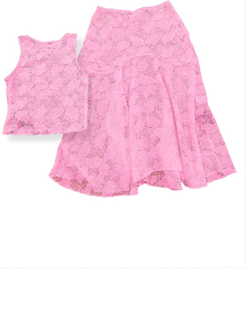 Pink Lace skirt top and bikini - Image 4