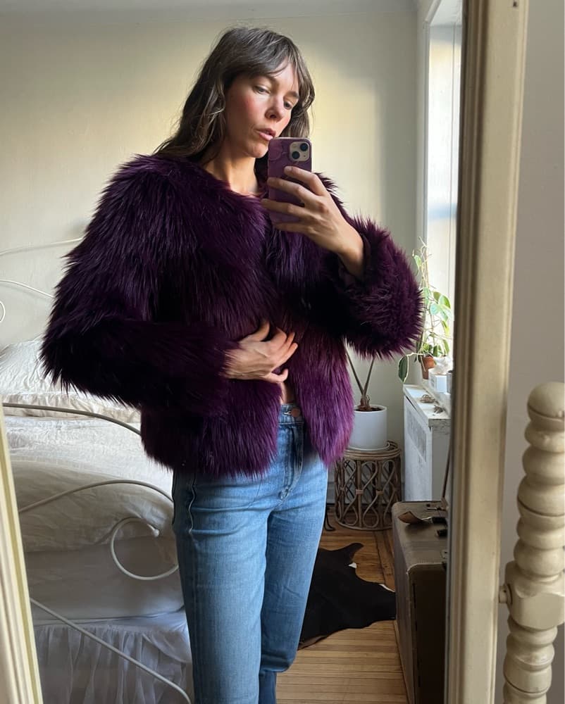 Spooky Cool Faux Fur Purple Coat - Image 3