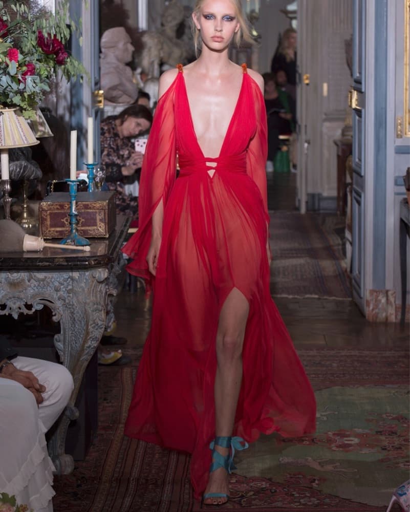 Dundas Red Chiffon Maxi Dress - Image 2