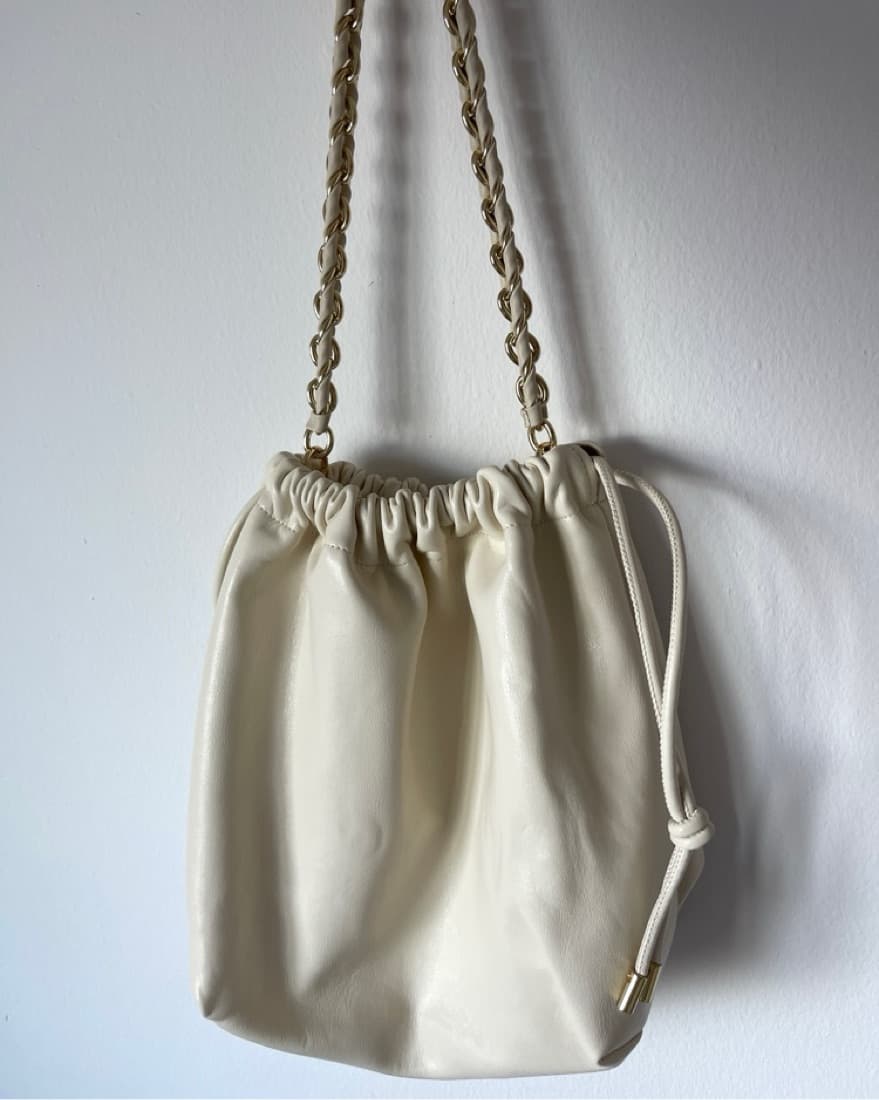 Ivory Faux Leather Bucket Bag - Image 1
