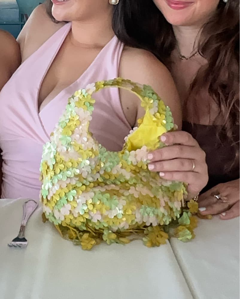 Vibrant Sequin Floral Clutch - Image 2