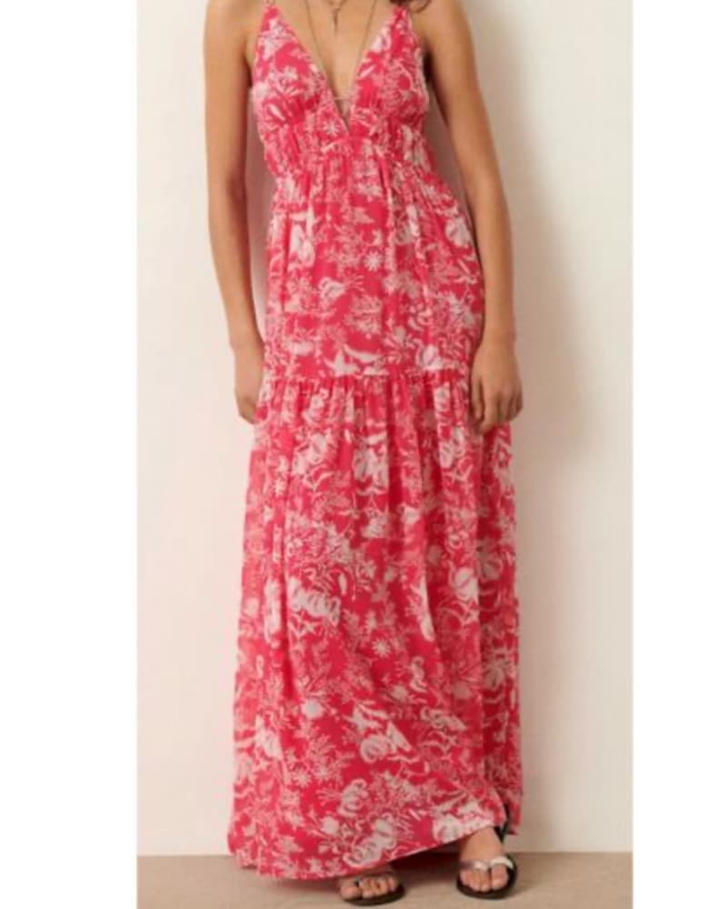 BA&SH Strappy Pink Printed Maxi Dress - Image 1
