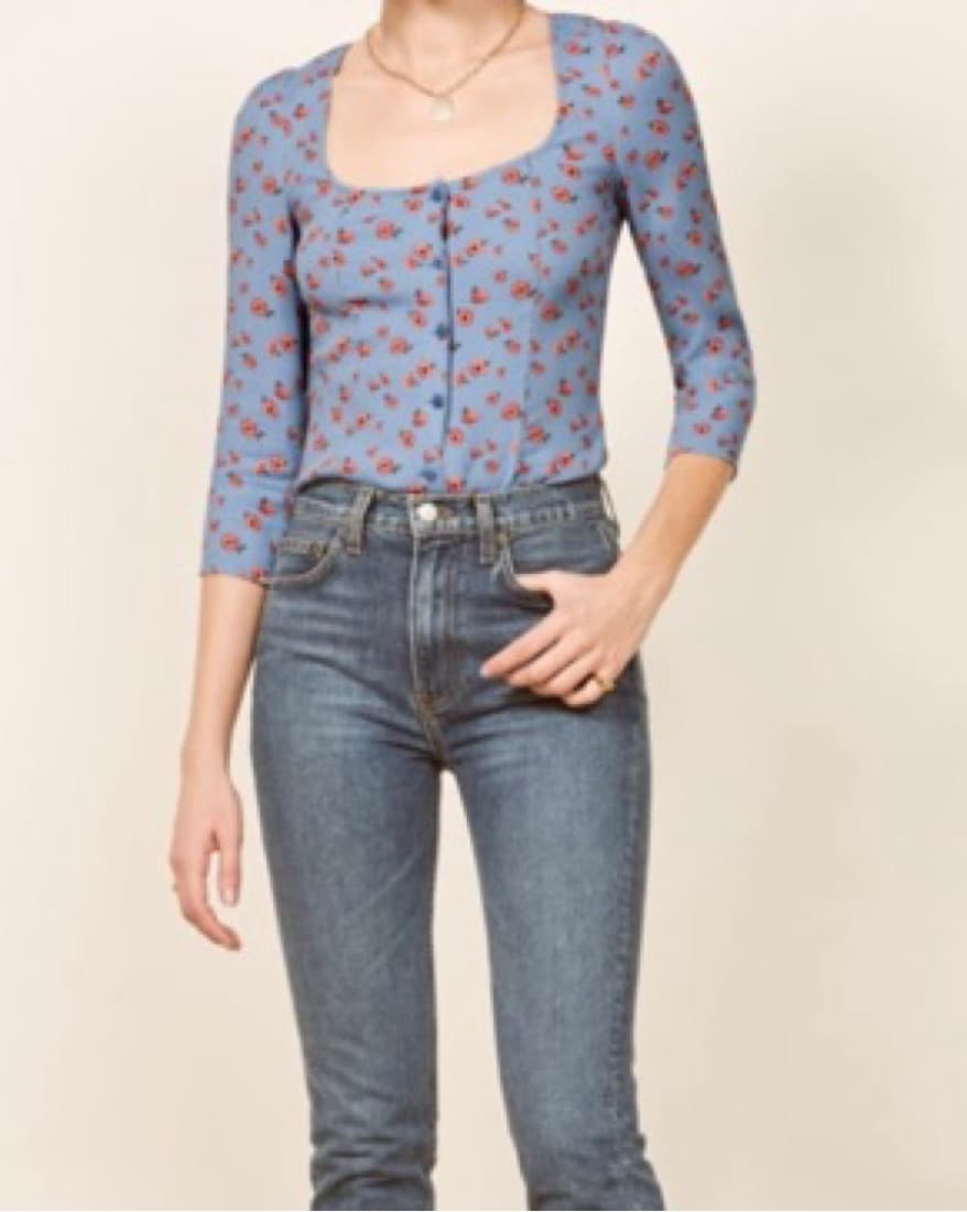 Reformation Blue Floral Top - Image 1