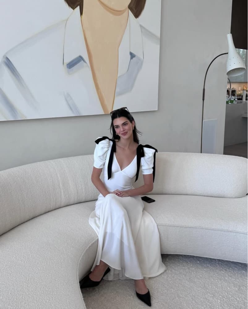 White Puff Sleeve Wrap Midi Dress - Image 5