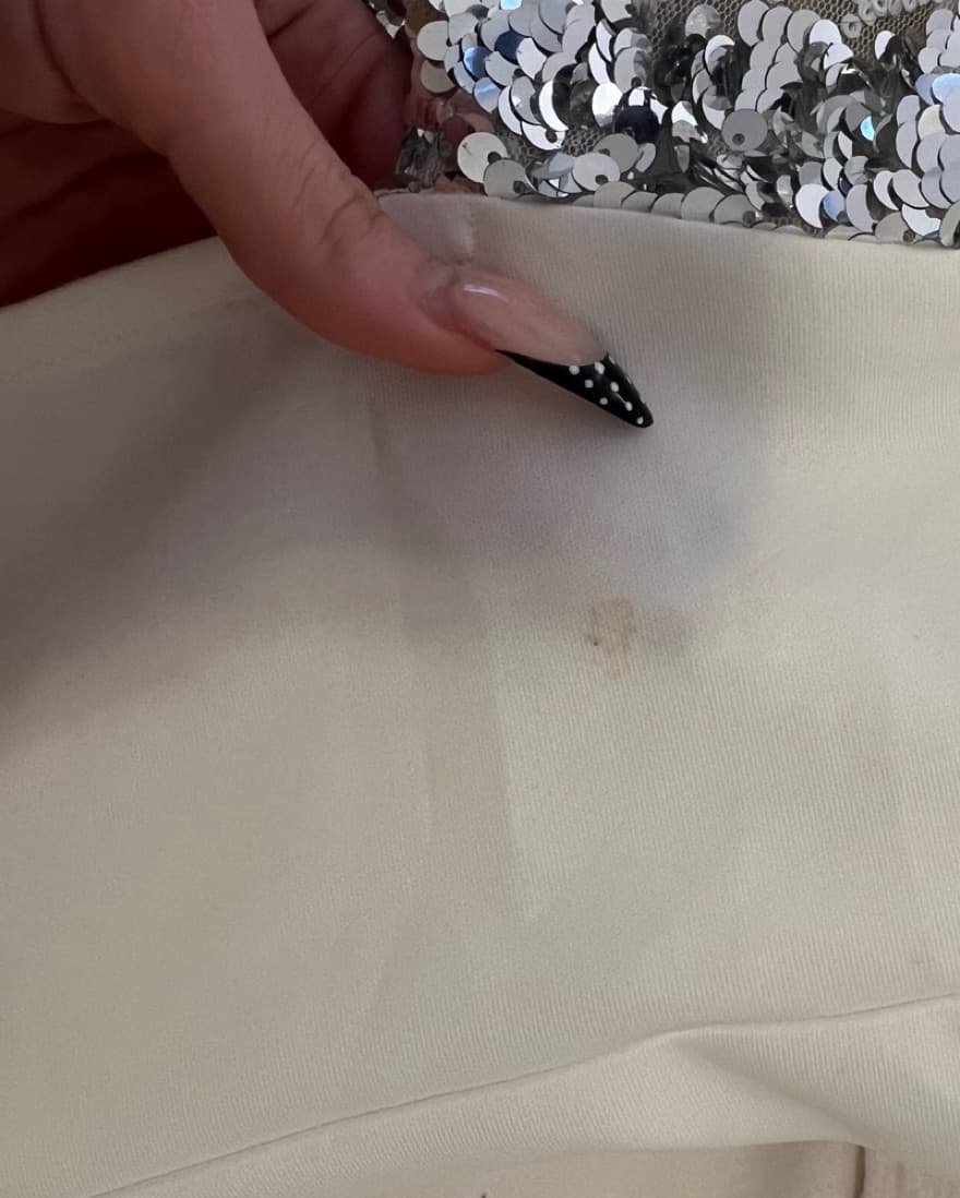 White and Silver Sequin Gala Dress - Image 5