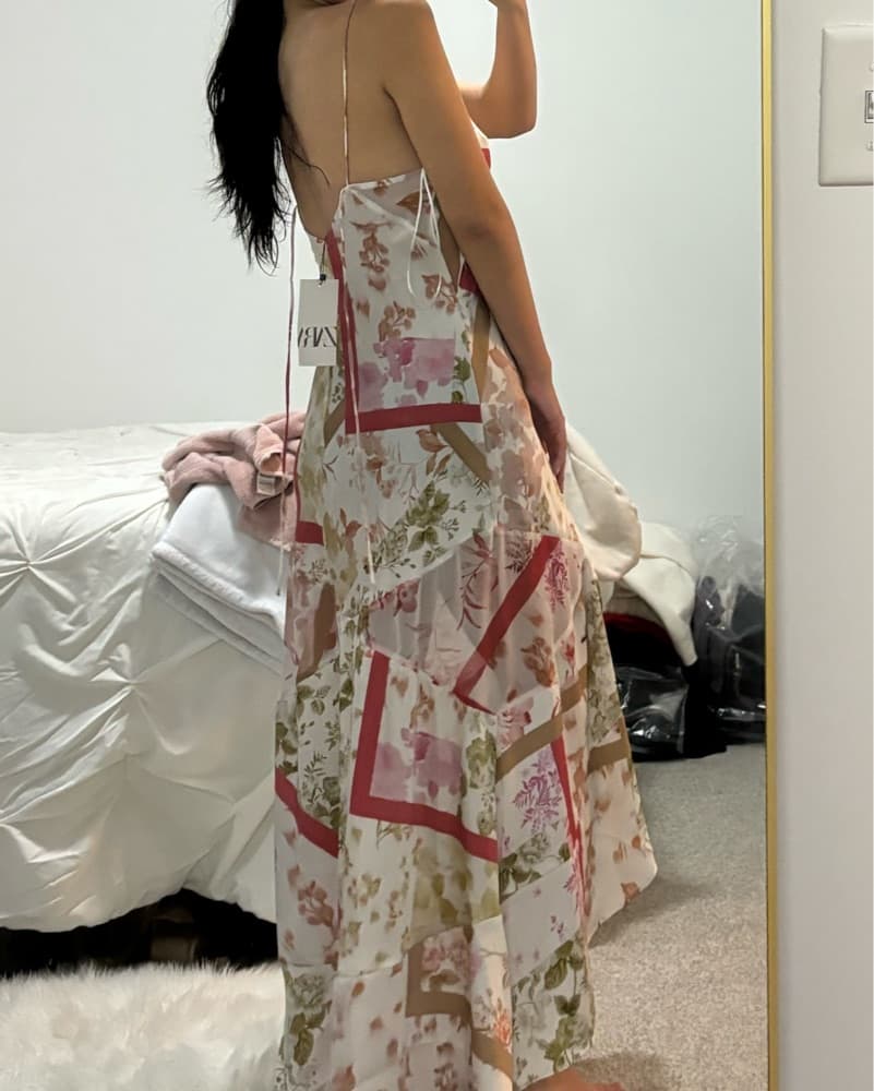 Zara Floral Satin Mixed Pattern Maxi  - Image 5