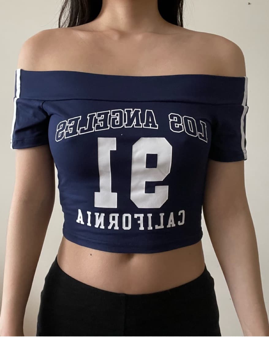 Y2K Off The Shoulder Crop Top - Image 1