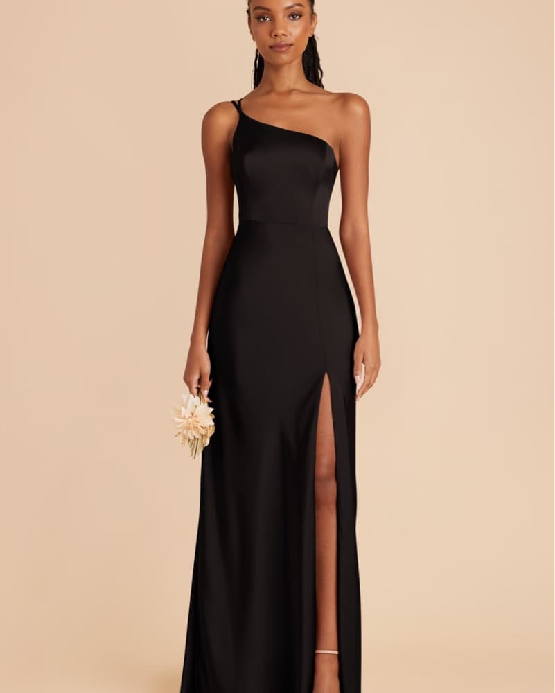 Matte Black Satin Dress - Image 1