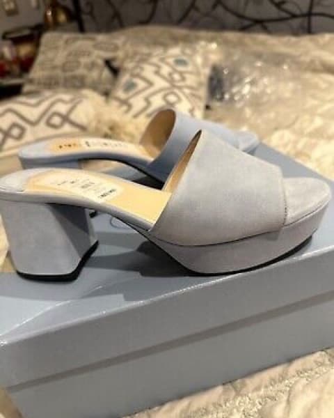 Prada Blue Suede Mules - Image 2