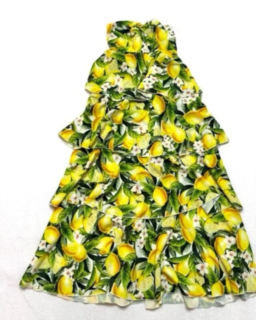 Mid Length Ruffle Tier Lemon Dress  - Image 2