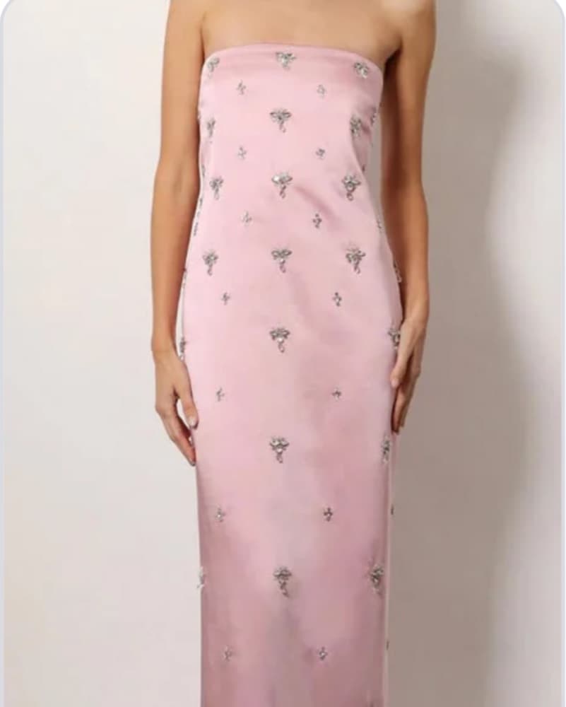 Retrofete Elise Blush Pink Satin Dresss - Image 2