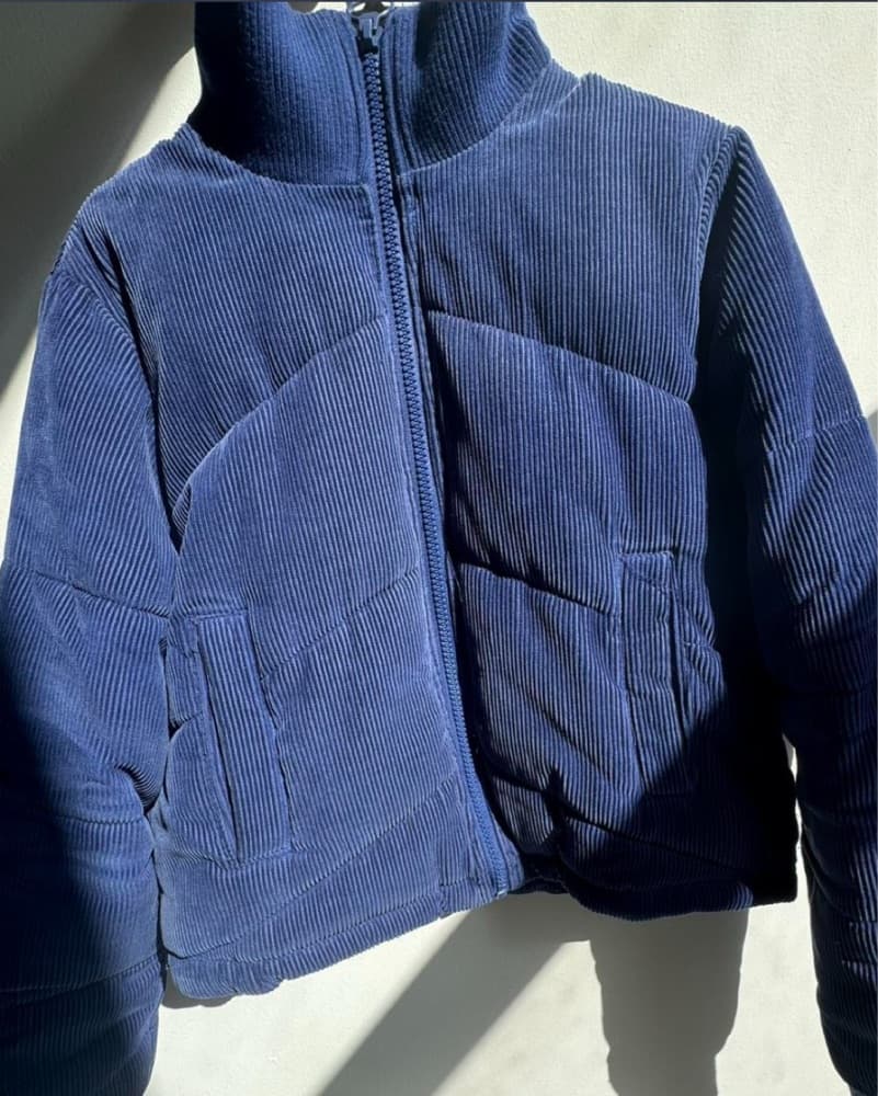 Blue Ribbed Urban Outfitters Puffer  - Image 3