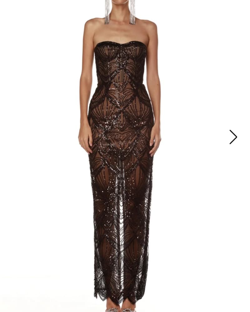Bronx & Banco Black Sequin Maxi Dress S - Image 3