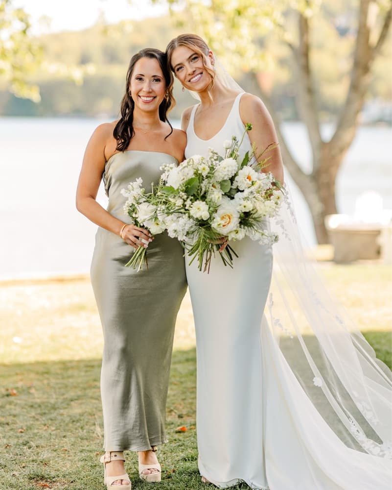 Elegant Satin Gown and Bridesmaids' Attire - Image 4