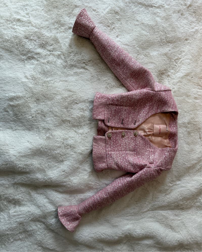 La Semaine - Metallic Pink Tweed Dress - Image 4