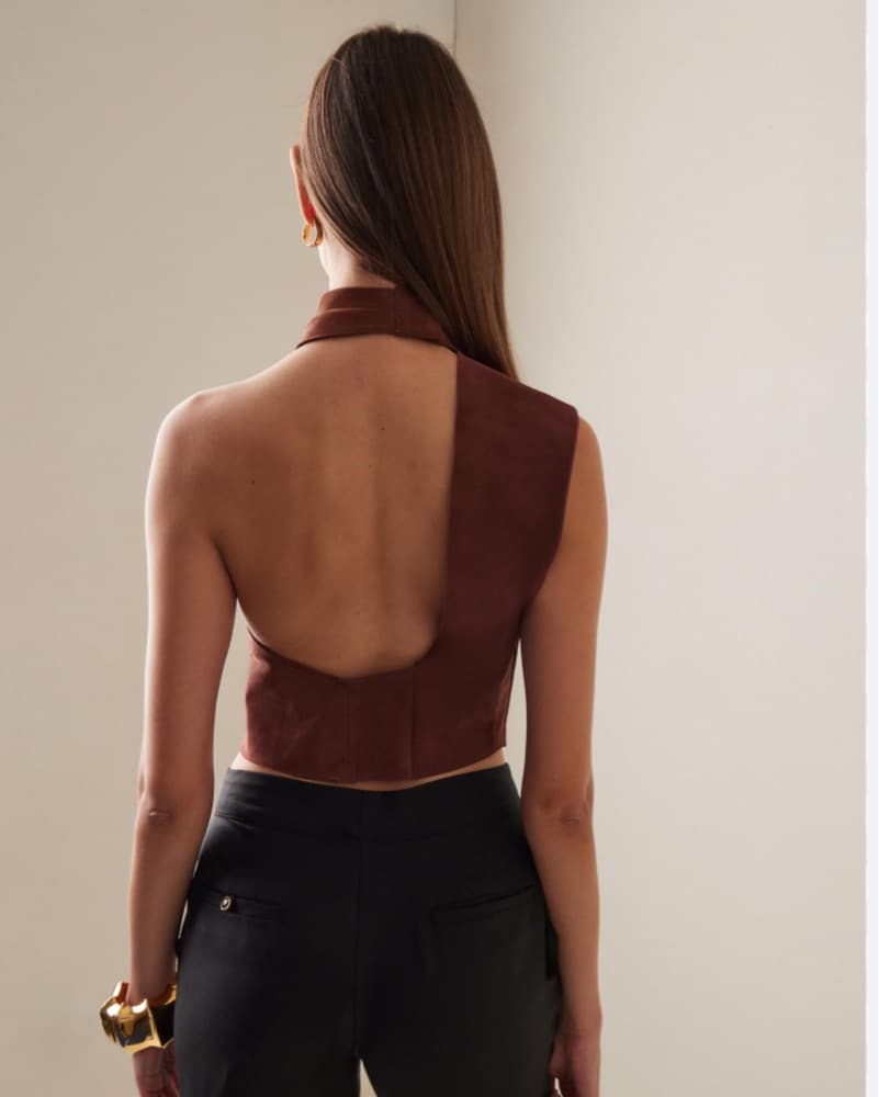 Johanna Ortiz Fringe Halter Top (Brown) - Image 3