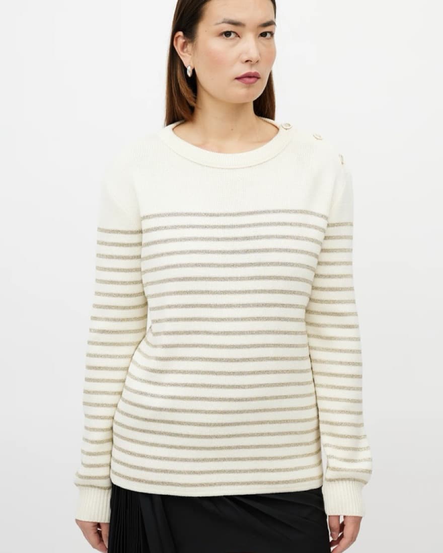 Saint Laurent Striped White Gold Sweater - Image 1