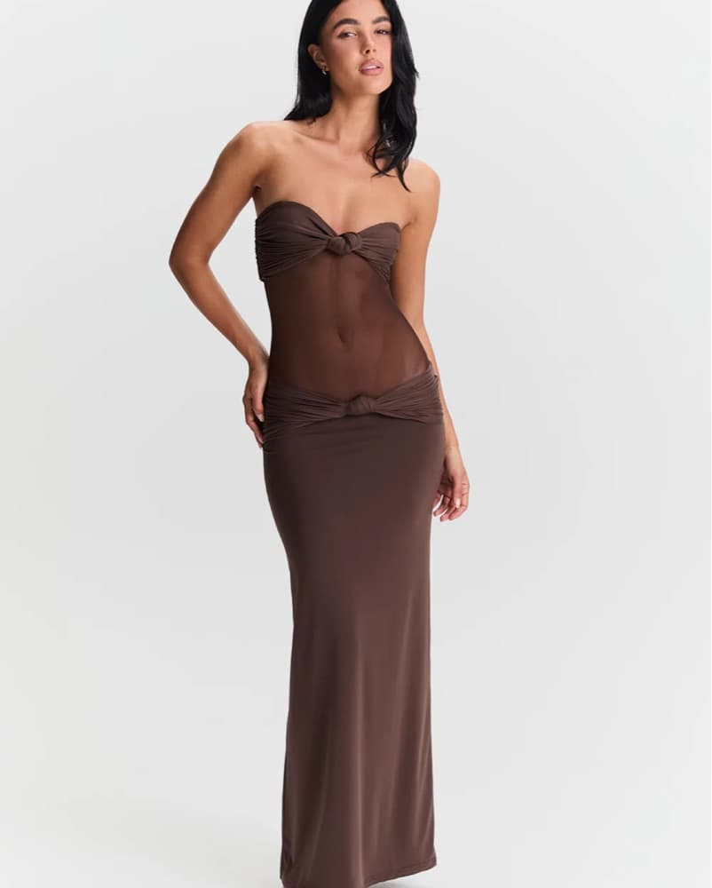 Sasha Therese Brown Mesh Dress - Image 3