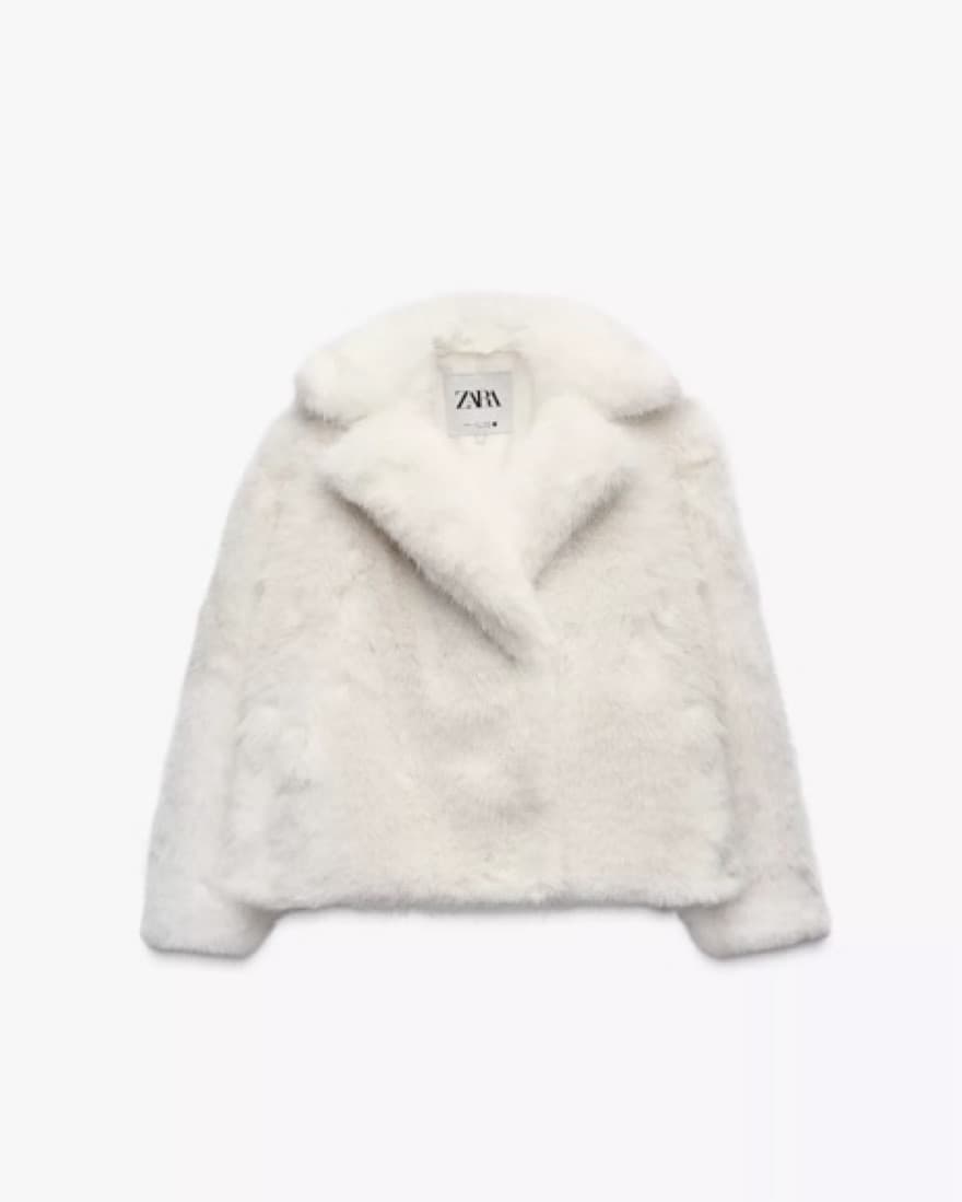 White Faux Fur Jacket - Image 2