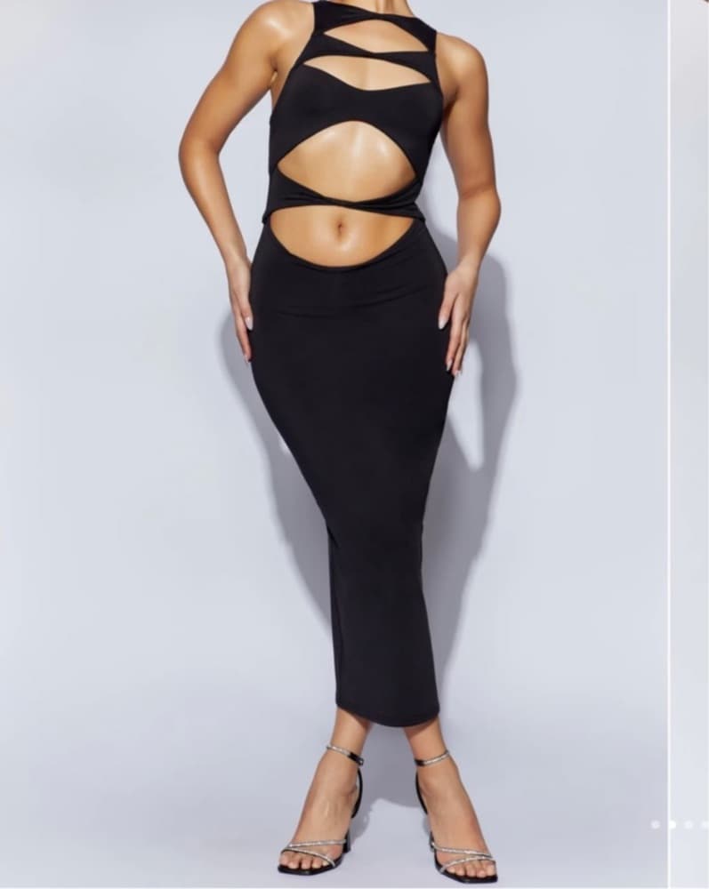 Meshki Chloe Cut Out Maxi Dress - Black - Image 1
