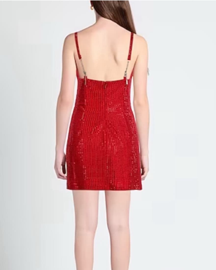 Red Crystal Mini Dress - Image 3