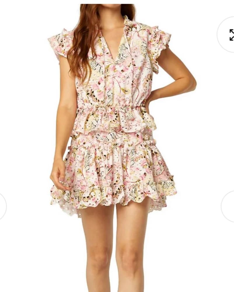 MISA Ruffled Eyelet Mini Dress - Image 1