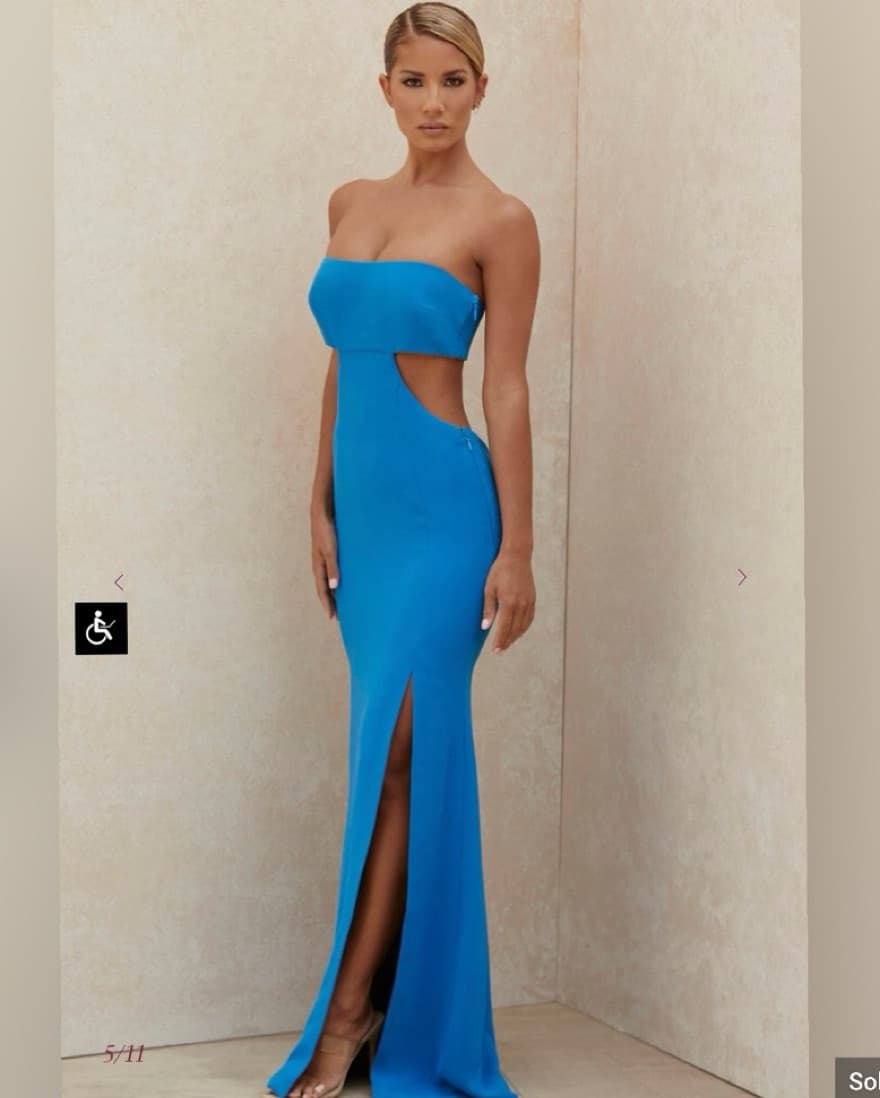 Altana Blue Strapless Cutout Gown - Image 3