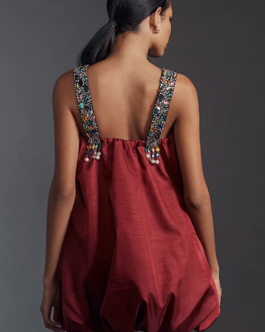 Sunday In Brooklyn Beaded Ruby Dress - Image 3