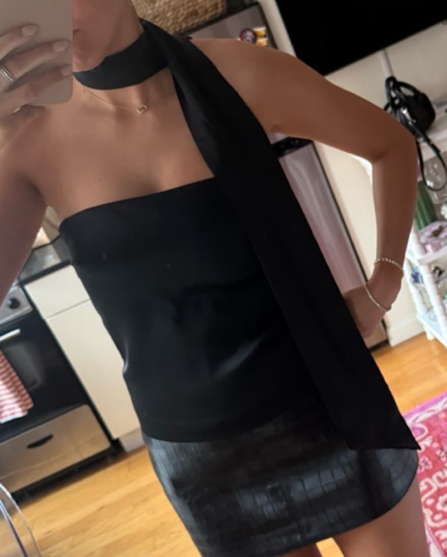 Black Strapless Scarf Top - Image 1