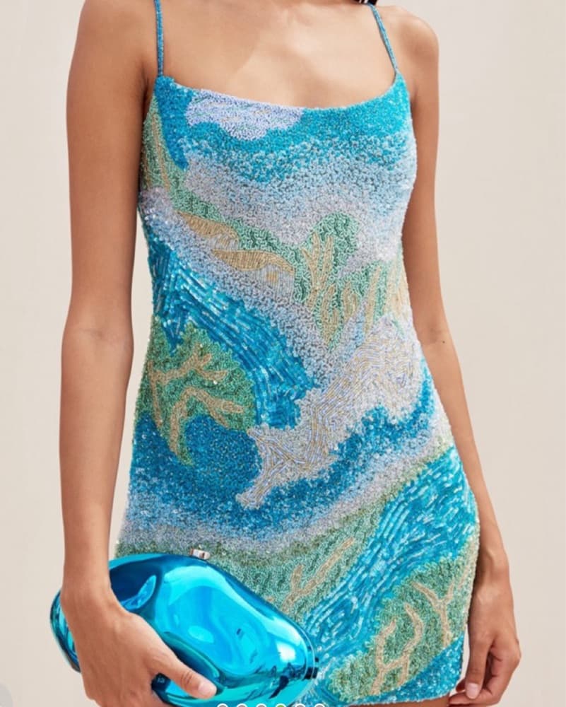 Cult Gaia Blue Beadead Bebe Mini Dress - Image 6