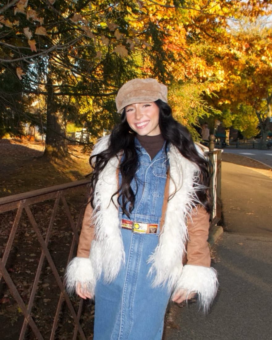 Brown Coat With Fur Sleeves - Image 1