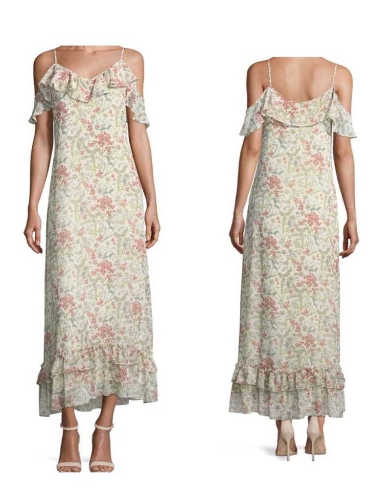 Floral Maxi Dress w shoulder sleeves - Image 1