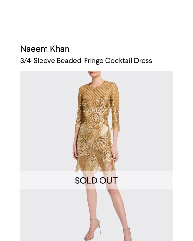 Naeem Khan Beaded Fringe Gold Dress  - Image 2
