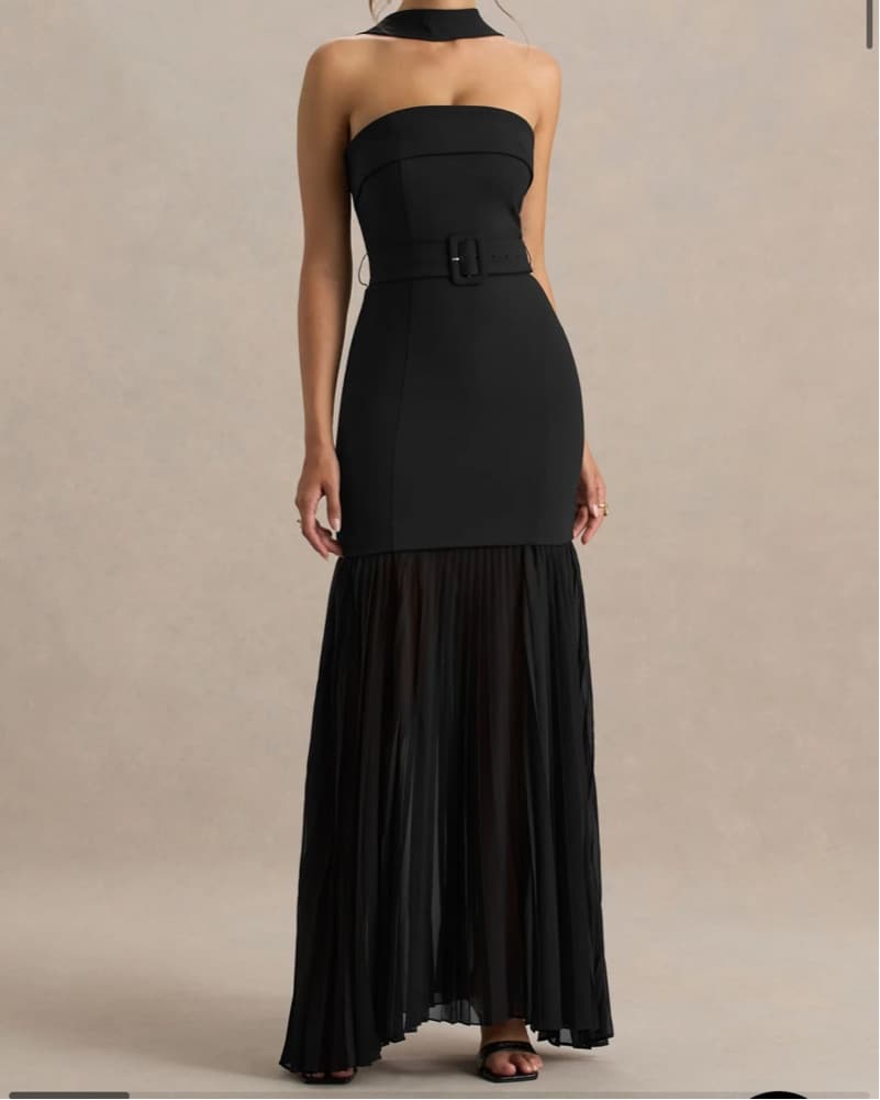 Maxi Dress With Pleated Chiffon Skirt - Image 1