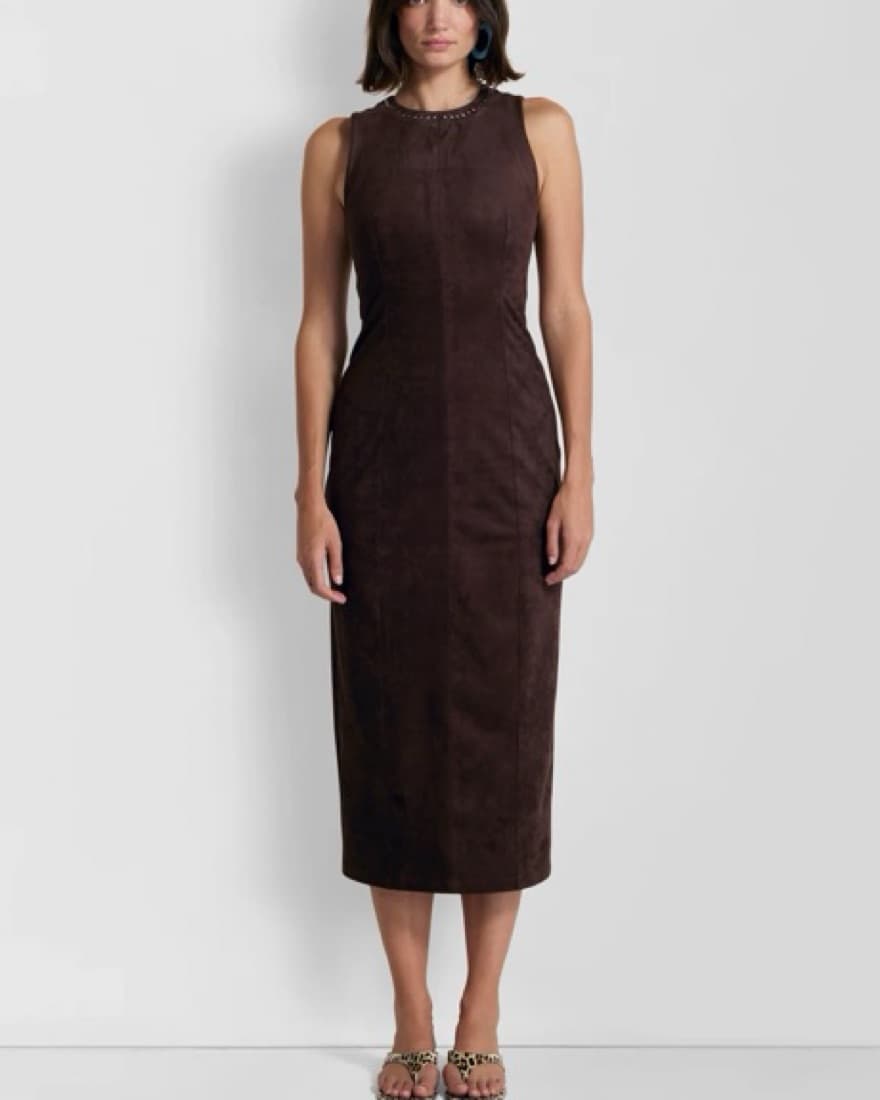 Wolf Gang Mecca Dress Brown Suede - Image 3